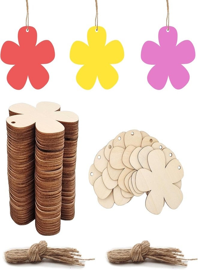 Cliths 15Pcs Flower Wood Cutouts for DIY Crafts Unfinished Wood Ornaments with Hole to Paint Wooden Flower Shapes for Kids Art, Home Hanging Decor, Party Decoration - Image 1
